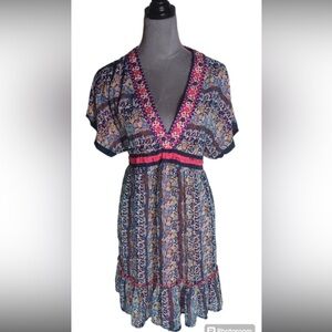 Sweet by Miss Me Blue and Pink Babydoll Dress